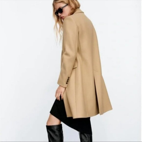ZARA Camel Italian Wool Menswear Style Coat Jacket Small NWT NEW Blogger Fav - Picture 9 of 16